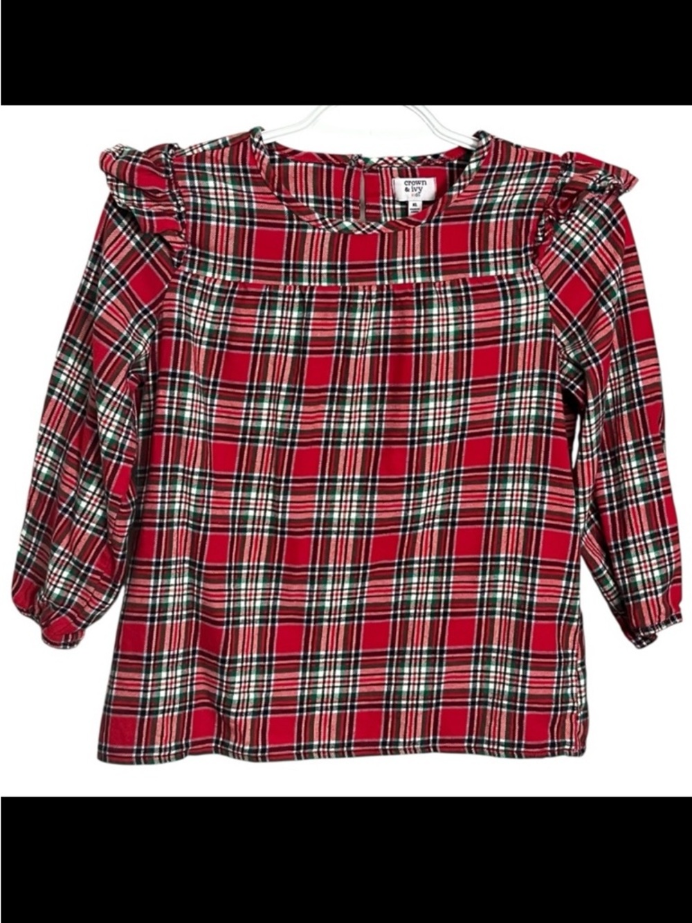 Crown & Ivy Top Red Plaid Tartan Cotton Flannel Fall Holiday XL